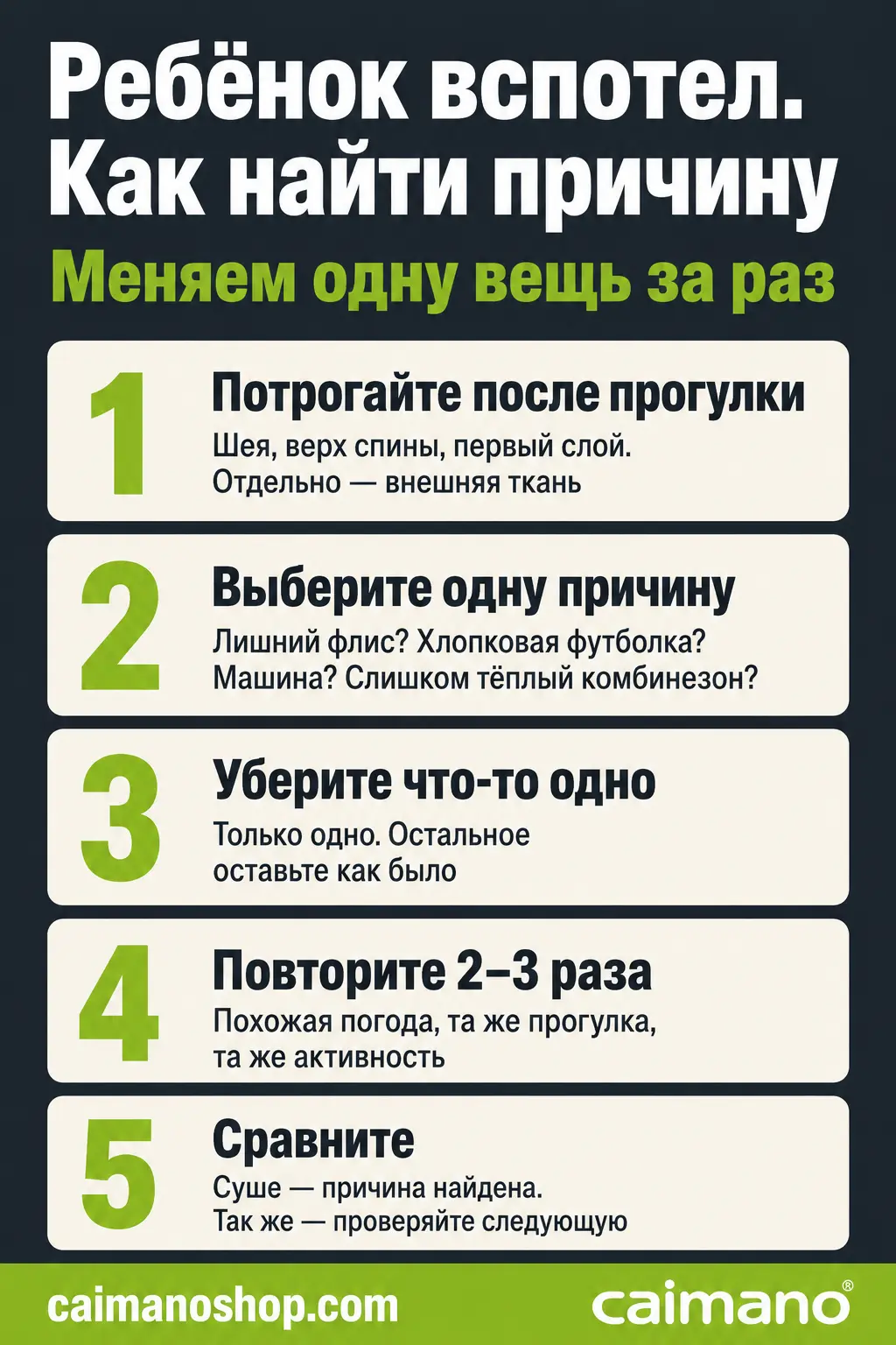 Шпаргалка: как найти причину, если ребёнок потеет в комбинезоне