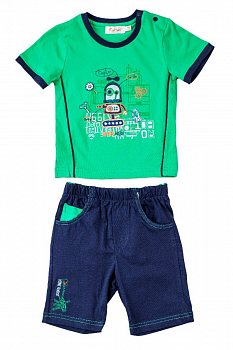 Трикотажный костюм для мальчика: футболка и шорты, M15-13 Mini Hippy — Caimano.