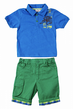 Хлопковый костюм для мальчика: синяя футболка и шорты, M15-16 Mini Hippy — Caimano.