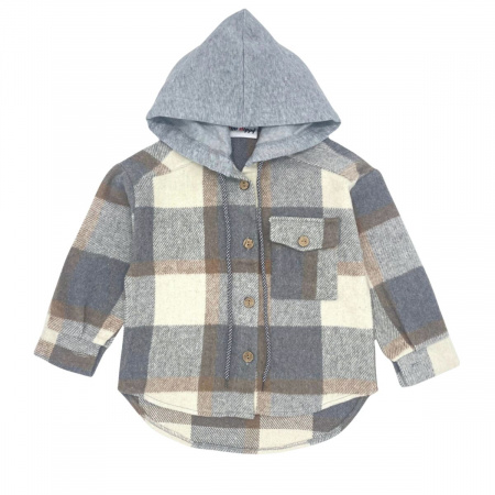 Рубашка в клетку детская MINI HIPPY MAX, серый 013 — Caimano.