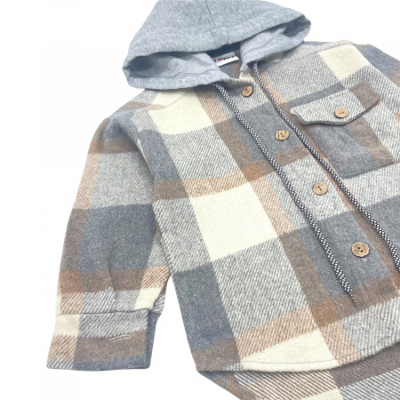 Рубашка в клетку детская MINI HIPPY MAX, серый 013 — Caimano.