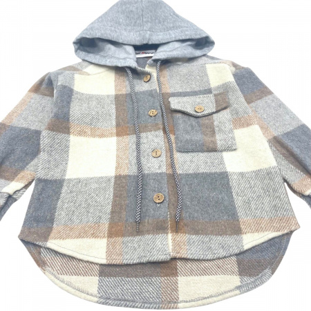 Рубашка в клетку детская MINI HIPPY MAX, серый 013 — Caimano.