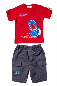 Хлопковый комплект для мальчика: футболка с шортами, M15-06 Mini Hippy — Caimano.