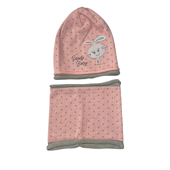 Шапка и снуд для девочки комплект розовый — Caimano. 