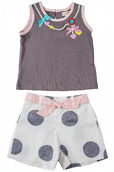 Хлопковый комплект для девочки: майка и шортики, D15-07 Mini Hippy — Caimano.