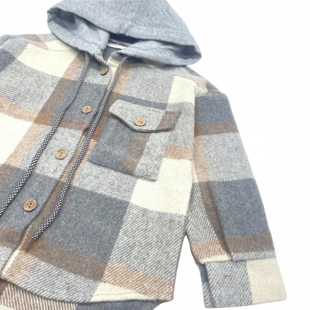 Рубашка в клетку детская MINI HIPPY MAX, серый 013 — Caimano.