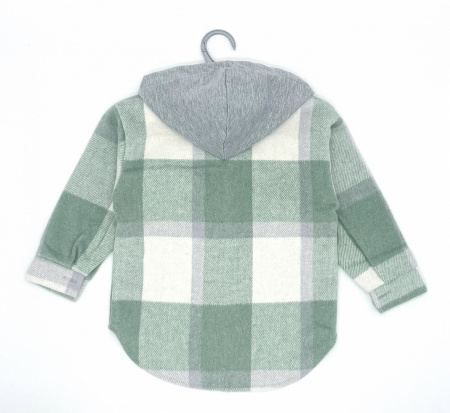 Зеленая рубашка в клетку детская Mini Hippy MAX, салатовая 028 — Caimano.